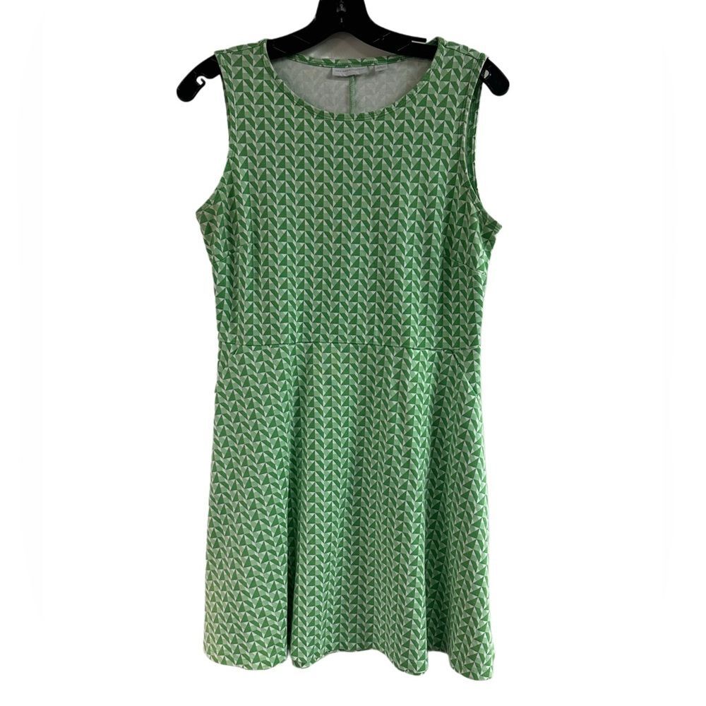 New York & Company Green Print Sleeveless Popover Dress Size L